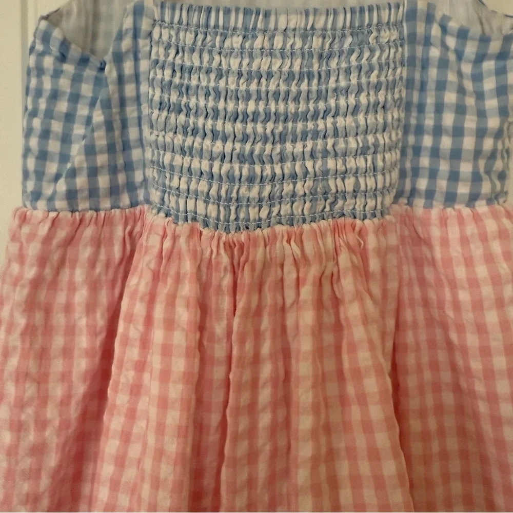 Mini Boden Girls Gingham Colorblock Dress - Picture 6 of 8